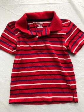2T Garanimals Red Collared Shirt w/blue/black/white horizontal stripes; Stylish